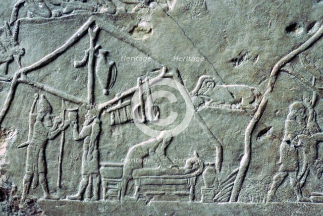 Assyrian relief of a military camp. Artist: Unknown