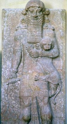Assyrian relief of Gilgamesh and a lion