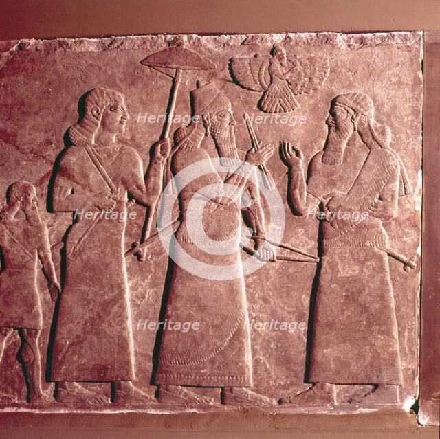 Assyrian Relief,  Ashurnasirpal II with attendants, 9th century BC. Artist: Unknown.
