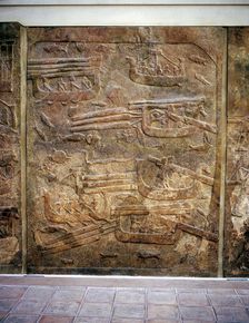 Assyrian relief showing transport of timber from Lebanon by water, Khorsabad, c8th centBC
