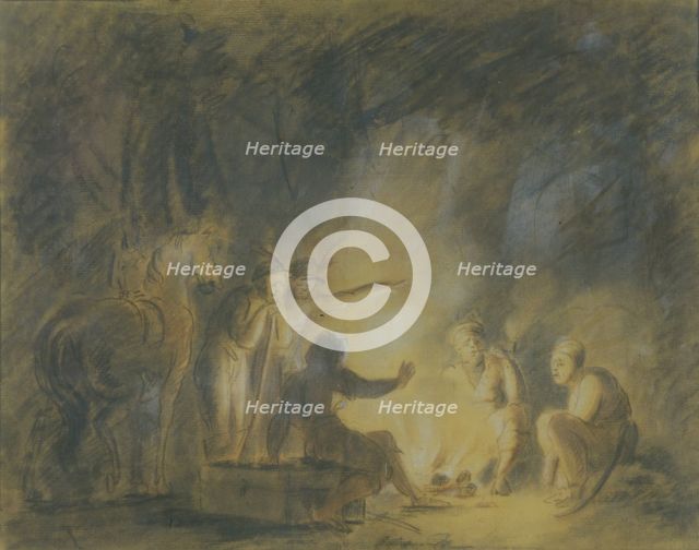 At Campfire, 1806. Artist: Tolstoy, Fyodor Petrovich (1783-1873)