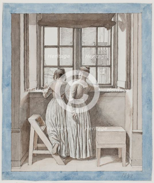 At a Window in the Artist's Studio, 1852. Artist: Eckersberg, Christoffer-Wilhelm (1783-1853)