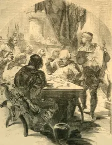 At a Banquet given by Harold, he receives the News of the Invasion of the Normans c1890. Creator: Unknown
