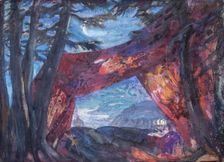 At a camp near the riverside. Stage design for the opera The Pskov Maiden by N.... 1932. Creator: Fyodor Fyodorovsky