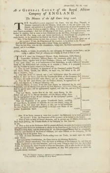 At a General Court of the Adventurers of the Royal African Company of England, 1744-02-28. Creator: Unknown