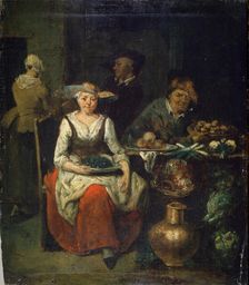 At a Greengrocer c1700-1730. Flemish painting Artist: Jan Baptist Lambrechts