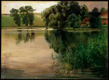 At a Pond c1870-1900. German painting. Artist: Heinrich Wilhelm Trubner