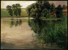 At a Pond c1870-1900. German painting. Artist: Heinrich Wilhelm Trubner