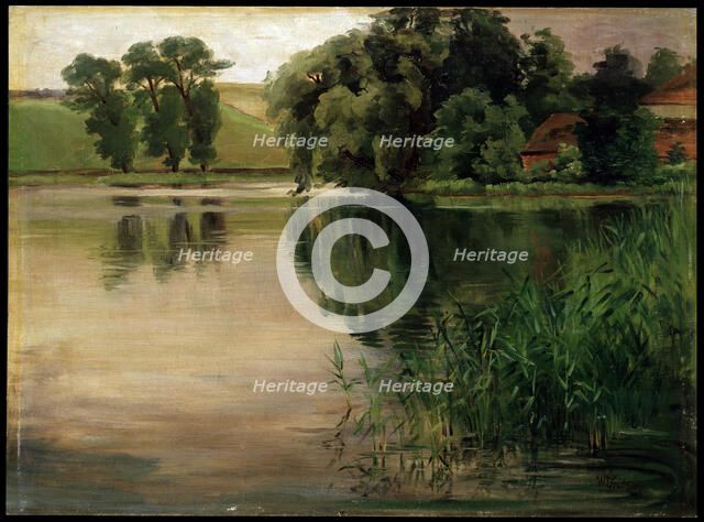 'At a Pond', c1870-1900. German painting. Artist: Heinrich Wilhelm Trubner