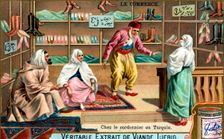 At a shoemaker's in Turkey, c1900
