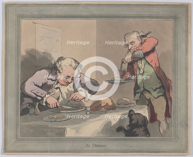 At Dinner, 1790 (?)., 1790 (?). Creator: Thomas Rowlandson.