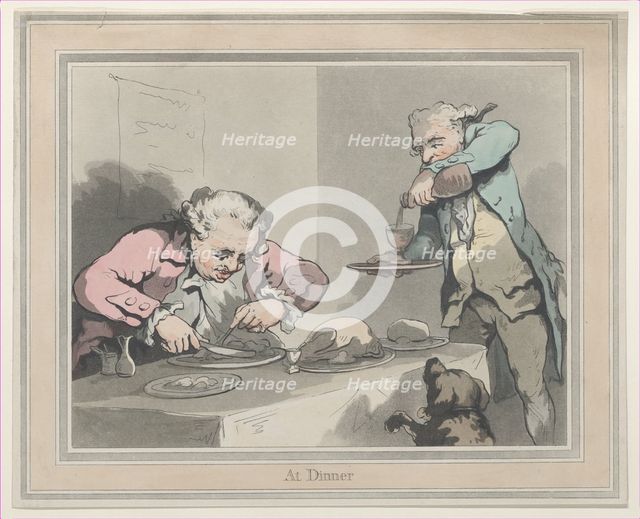 At Dinner, 1790?., 1790?. Creator: Thomas Rowlandson.