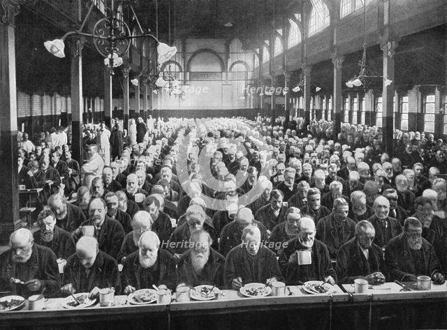 At dinner, St Marylebone Workhouse, London, c1901 (1903). Artist: Unknown.