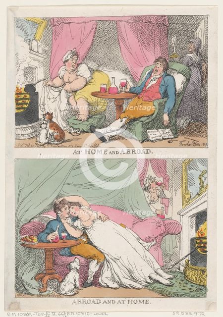 At Home and Abroad, Abroad and At Home, February 28, 1807., February 28, 1807. Creator: Thomas Rowlandson.