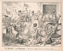 "At Home" in the Nursery, or The Masters and Misses Two Shoes Christmas Party 1835. Creator: Unknown