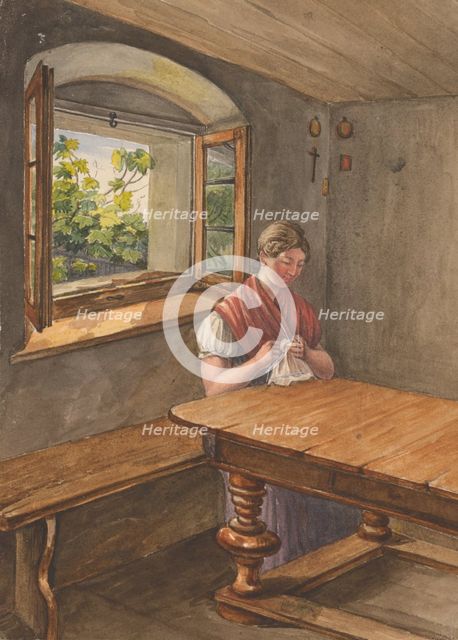 At handwork, 1839-1844. Creator: Karoly Lajos Libay.