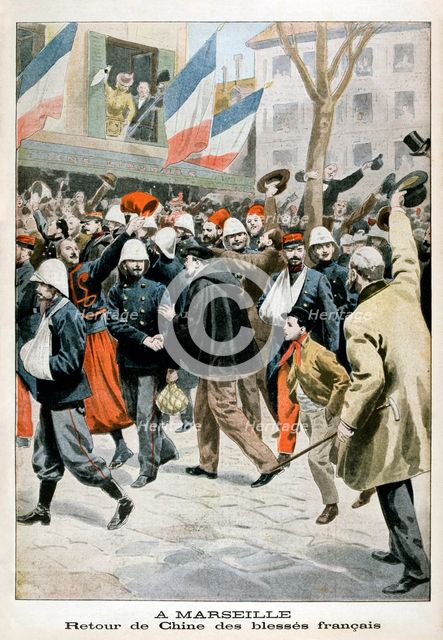At Marseille, The return of wounded French soldiers from China, 1901. Artist: Unknown