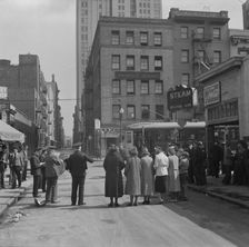 At Minna Street the army forms a semi-circle..., Salvation Army, San Francisco, California, 1939. Creator: Dorothea Lange
