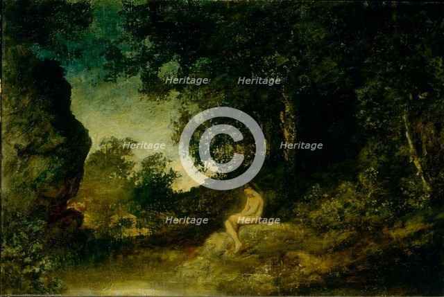 At Nature's Mirror, ca. 1880. Creator: Ralph Blakelock.