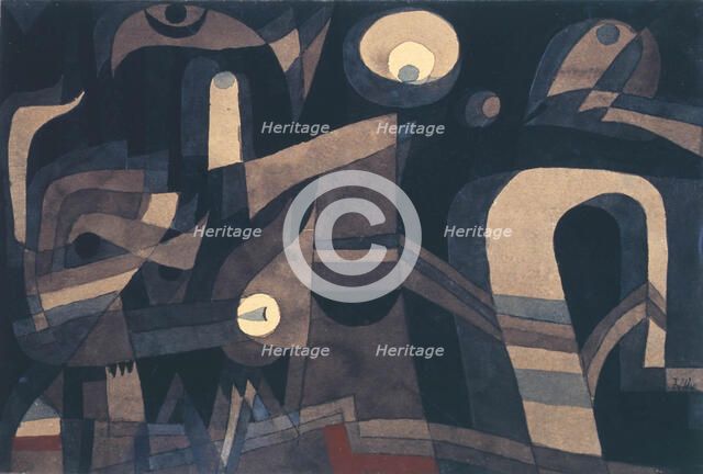 At night (Green-Indian red, gloomy), 1921. Creator: Klee, Paul (1879-1940).