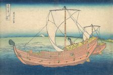 At Sea off Kazusa (Kazusa no kairo), from the series Thirty-six Views of Mount Fuji..., ca. 1830-32. Creator: Hokusai
