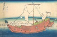 At Sea off Kazusa (Kazusa no kairo), from the series Thirty-six Views of Mount Fuji..., ca. 1830-32. Creator: Hokusai