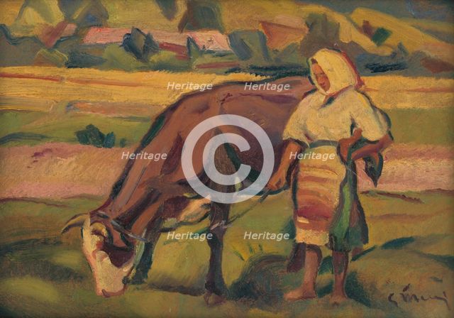 At pasture, 1937-1940. Creator: Gustav Mally.