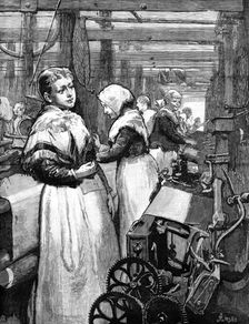 At Work in a Woollen Factory, 1883. Creator: Eugène Froment
