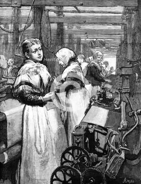 At Work in a Woollen Factory, 1883. Creator: Eugène Froment.