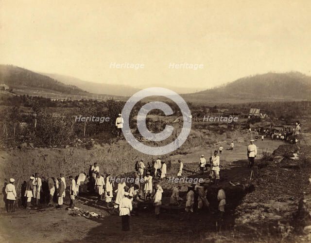 At Work in an Open-Pit Gold Mine, 1891. Creator: Aleksei Kuznetsov.