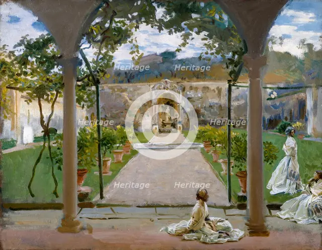 At Torre Galli: Ladies in a Garden, 1910. Creator: John Singer Sargent.
