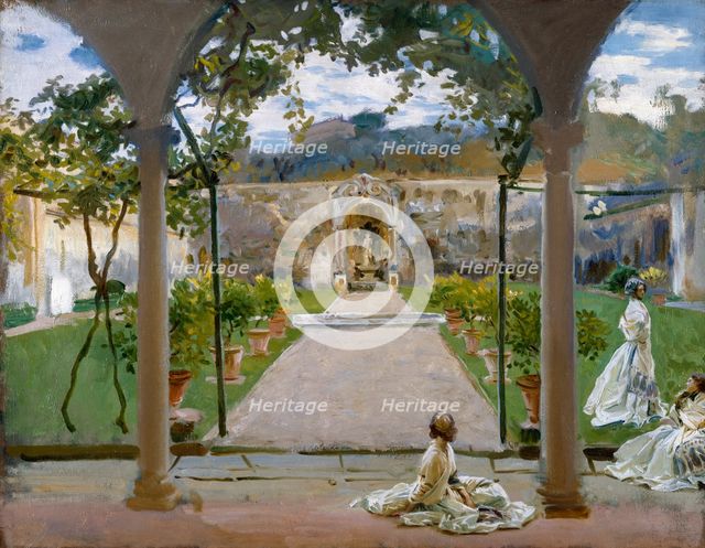 At Torre Galli: Ladies in a Garden, 1910. Creator: John Singer Sargent.