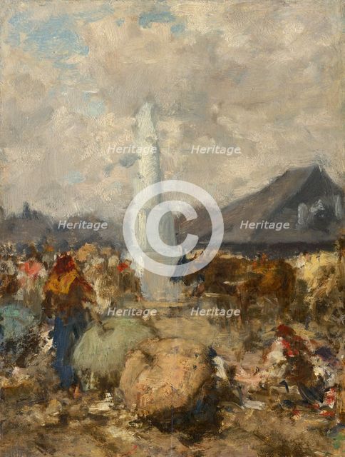 At the Market near the Holy Trinity Column in Szolnok, 1865-1875. Creator: August von Pettenkofen.