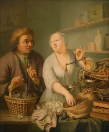 At the Marketwife's, 1738. Creator: Frans van Mieris II