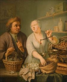 At the Marketwife's, 1738. Creator: Frans van Mieris II
