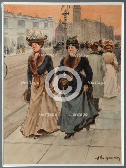 At the Nevsky Prospekt in Petrograd, 1914-1917. Artist: Balunin, MiKhail Abramovich (1875-1939?)