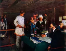 At the Office late 19th-early 20th century, (1965). Creator: Vladimir Makovsky