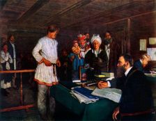 At the Office late 19th-early 20th century, (1965). Creator: Vladimir Makovsky