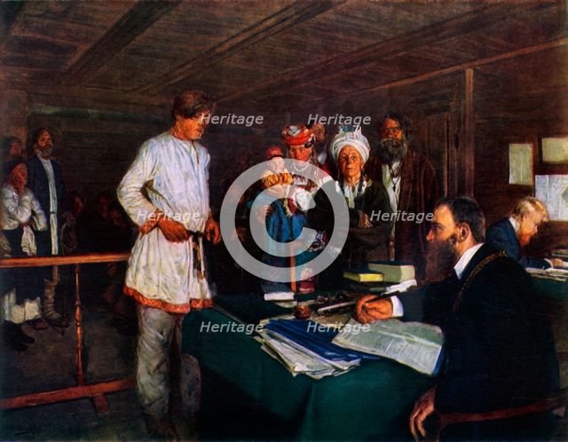 'At the Office', late 19th-early 20th century, (1965). Creator: Vladimir Makovsky.