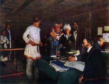 At the Office late 19th-early 20th century, (1965). Creator: Vladimir Makovsky