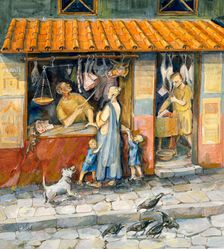 At the Butcher's Shop c2nd-3rd century, (c1990-2010) Artist: Judith Dobie