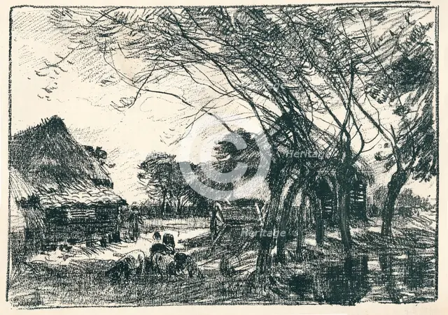 'At the Back of the Farm', c19th century. Artist: Mark Fisher.