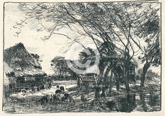 'At the Back of the Farm', c19th century. Artist: Mark Fisher.