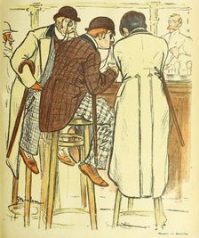 At the Bar, from Gil Blas Illustre, pub. 1899 (colour lithograph), 1899. Creator: Theophile Alexandre Steinlen (1859 - 1923)