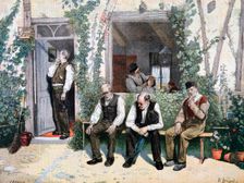 At the Barber's 1895. Creator: F Meaulle