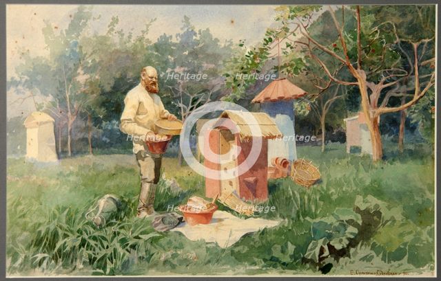 At the bee yard, 1890. Artist: Samokish-Sudkovskaya, Elena Petrovna (1863-1924)