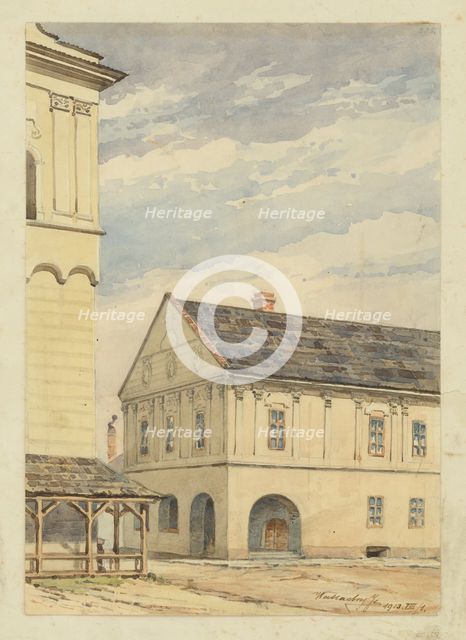 At the bell tower in Spisska Sobota, 1913. Creator: Eugen Wallachy.