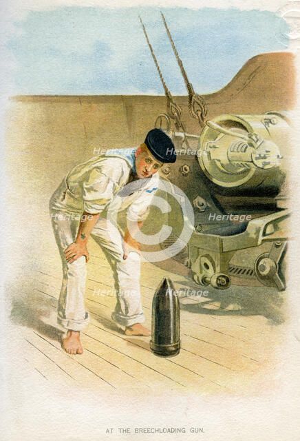 'At the Breechloading Gun', c1890-c1893. Artist: Unknown