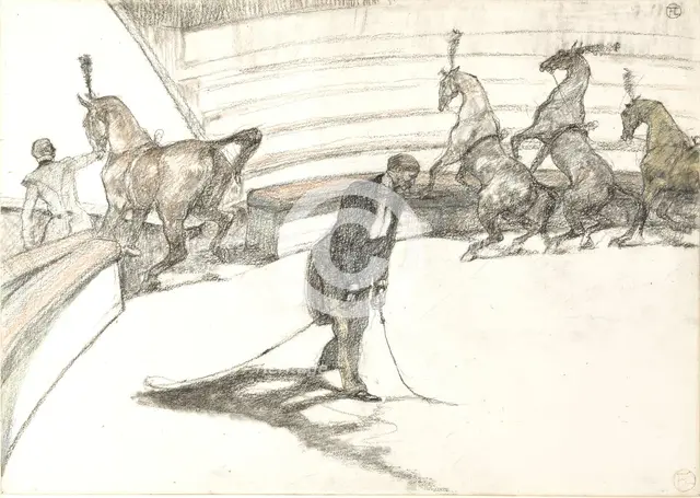 At the Circus: Free Horses, 1899. Creator: Henri de Toulouse-Lautrec.