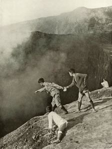 At the Crater's Brink, Aso-San 1910. Creator: Herbert Ponting